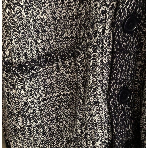 Express Shawl Collar Cardigan Sweater Mens Sz L Navy Marled Chunky Knit Grandpa - Picture 4 of 14